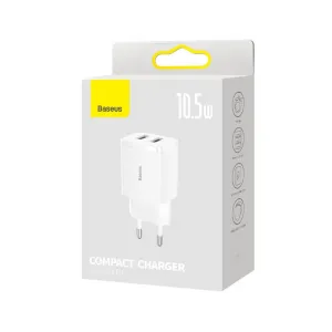 Baseus Nabíjačka Compact 2xUSB 10,5W, Biela