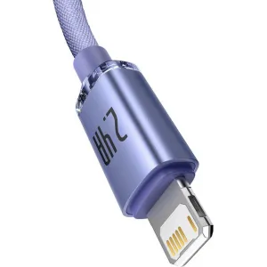 Kábel USB-Lightning Baseus Crystal Shine, 2,4 A, 1,2 m (fialový) 030323
