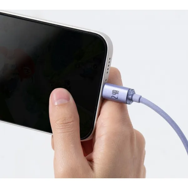 Kábel USB-Lightning Baseus Crystal Shine, 2,4 A, 1,2 m (fialový) 030323
