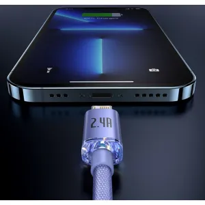 Kábel USB-Lightning Baseus Crystal Shine, 2,4 A, 1,2 m (fialový) 030323