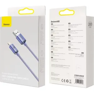 Kábel USB-Lightning Baseus Crystal Shine, 2,4 A, 1,2 m (fialový) 030323
