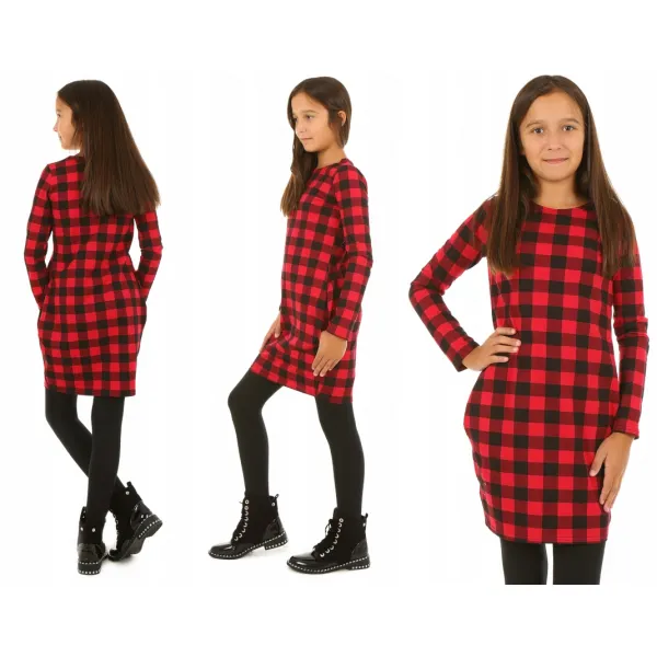 Fashionkids Dievčenské karované šaty  KLÁRKA Farba: Zelená, Veľkosť: 152