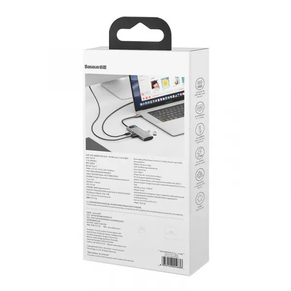 Hub 5v1 Baseus Metal Gleam Series, USB-C na 3x USB 3.0 HDMI USB-C PD Varianta: uniwersalny
