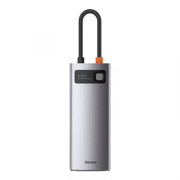 Hub 6w1 Baseus Metal Gleam Series, USB-C až 3x USB 3.0 + HDMI + USB-C PD + Ethernet RJ45 026231