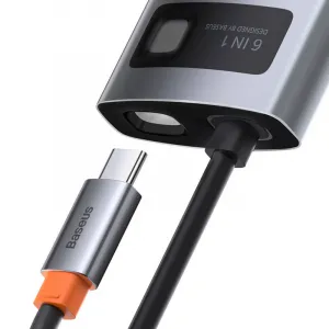 Hub 6w1 Baseus Metal Gleam Series, USB-C až 3x USB 3.0 + HDMI + USB-C PD + Ethernet RJ45 026231