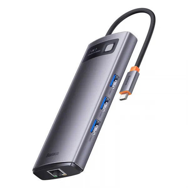Hub 7w1 Baseus Metal Gleam Series, USB-C do 3x USB 3.0 + HDMI + USB-C PD + VGA +... 035213