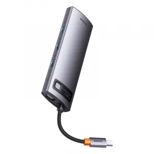 Hub 7w1 Baseus Metal Gleam Series, USB-C do 3x USB 3.0 + HDMI + USB-C PD + VGA +... 035213