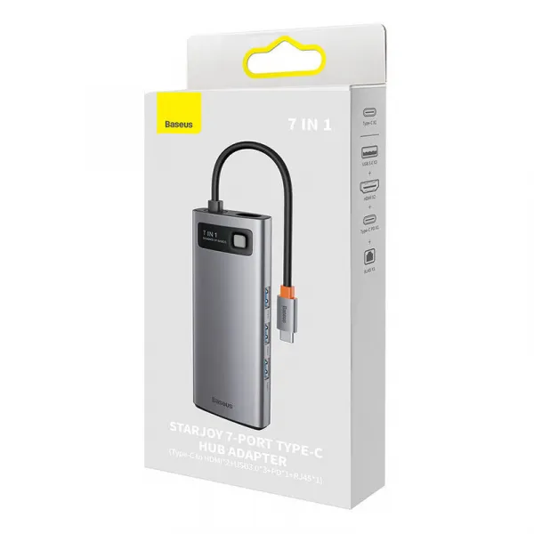 Hub 7w1 Baseus Metal Gleam Series, USB-C do 3x USB 3.0 + HDMI + USB-C PD + VGA +... 035213