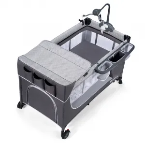 Cestovná postieľka Kinderkraft Leody s doplnkami Grey