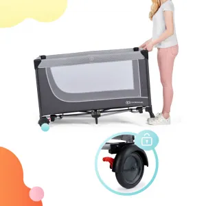 Cestovná postieľka Kinderkraft Leody s doplnkami Grey