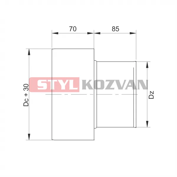 Prodmax | Nerezový komínový prechod vonkajší DN200 NJ27/200/DC