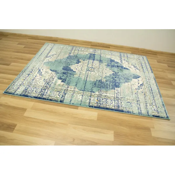 Koberec Victoria 7560A Ornament tyrkysový / krémový