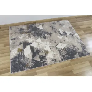 Koberec Zer Lux B595A lesklý béžový/sivý