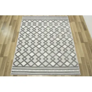 Šnúrkový koberec Stella D418A - Romby Aztec sivý / strieborný