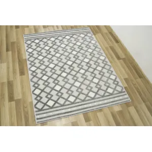 Šnúrkový koberec Stella D418A - Romby Aztec sivý / strieborný