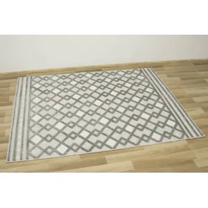 Šnúrkový koberec Stella D418A - Romby Aztec sivý / strieborný