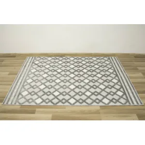 Šnúrkový koberec Stella D418A - Romby Aztec sivý / strieborný