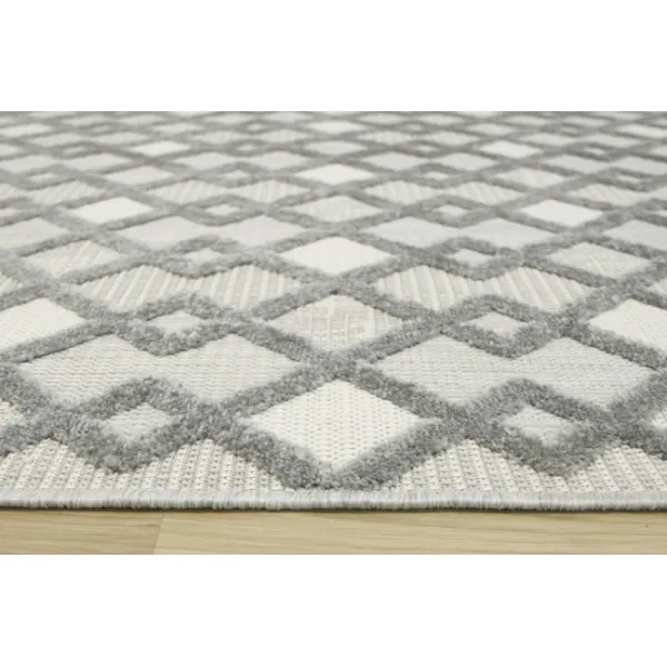 Šnúrkový koberec Stella D418A - Romby Aztec sivý / strieborný