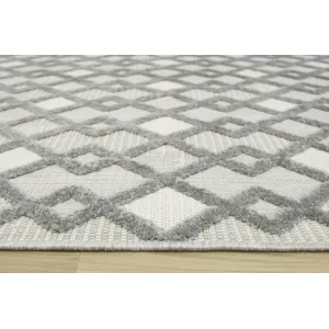 Šnúrkový koberec Stella D418A - Romby Aztec sivý / strieborný