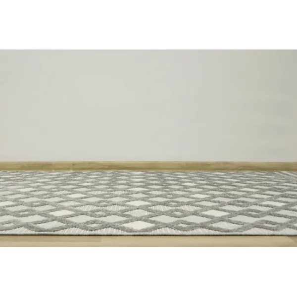 Šnúrkový koberec Stella D418A - Romby Aztec sivý / strieborný