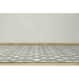 Šnúrkový koberec Stella D418A - Romby Aztec sivý / strieborný