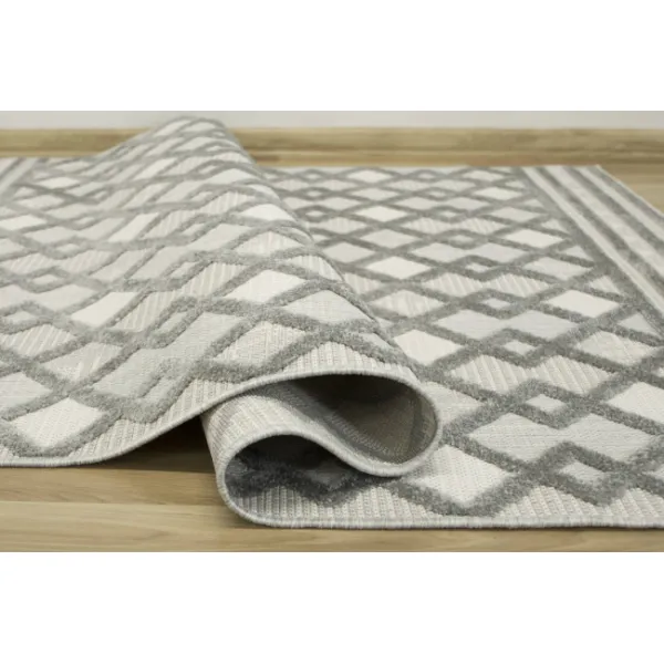 Šnúrkový koberec Stella D418A - Romby Aztec sivý / strieborný