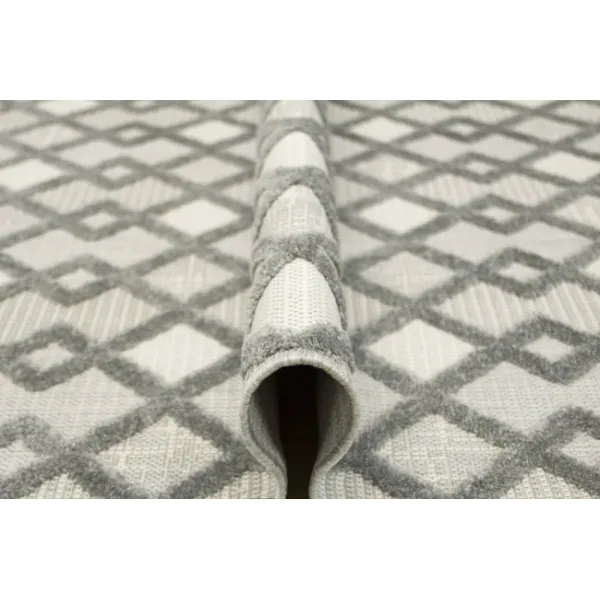 Šnúrkový koberec Stella D418A - Romby Aztec sivý / strieborný
