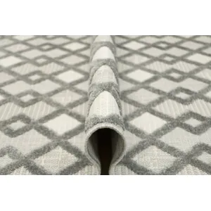 Šnúrkový koberec Stella D418A - Romby Aztec sivý / strieborný
