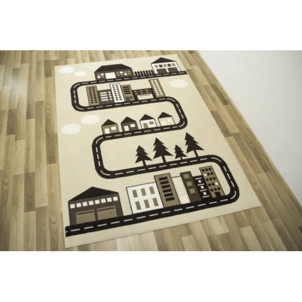 Detský  koberec  Kids 534451/97955 - Uličky pomedzi domčeky, krémový
