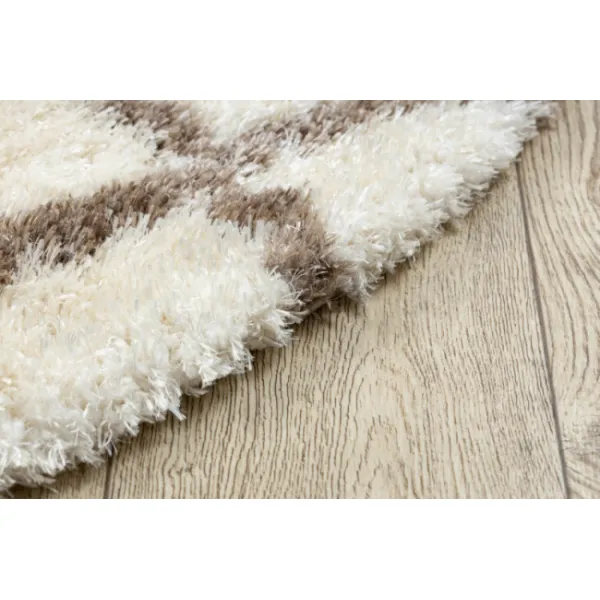 Koberec FLUFFY kruh shaggy kratka, trellis - krém / béžový
