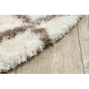 Koberec FLUFFY kruh shaggy kratka, trellis - krém / béžový