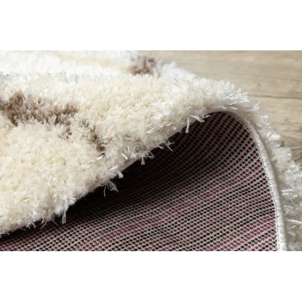 Koberec FLUFFY kruh shaggy kratka, trellis - krém / béžový