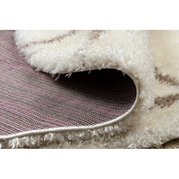 Koberec FLUFFY kruh shaggy kratka, trellis - krém / béžový