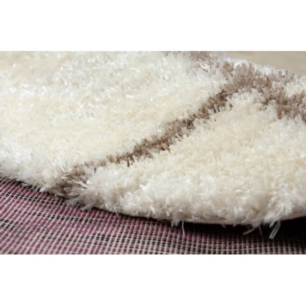 Koberec FLUFFY kruh shaggy kratka, trellis - krém / béžový