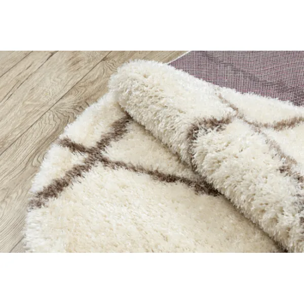 Koberec FLUFFY kruh shaggy kratka, trellis - krém / béžový