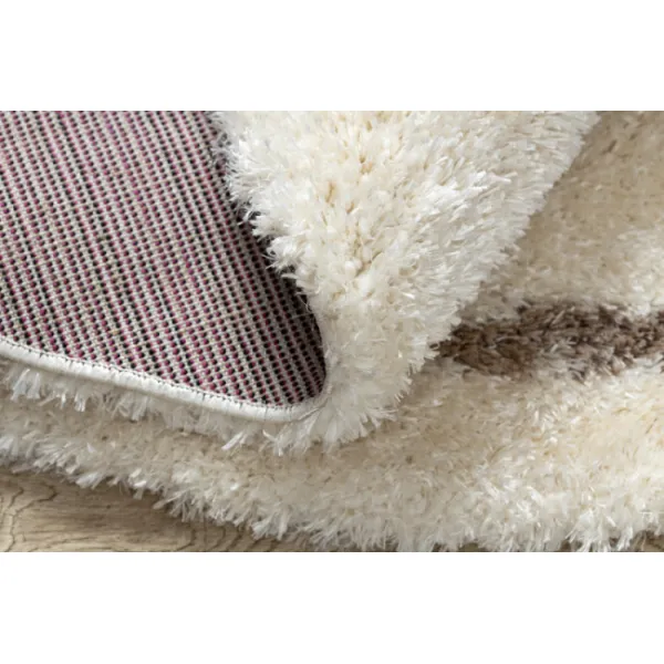 Koberec FLUFFY kruh shaggy kratka, trellis - krém / béžový