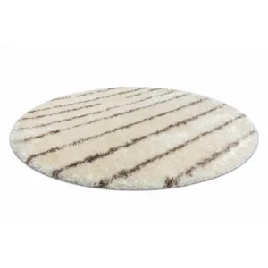 Koberec FLUFFY kruh shaggy pásky - krém / béžový