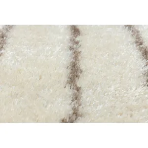 Koberec FLUFFY kruh shaggy pásky - krém / béžový