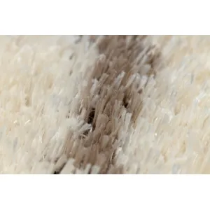 Koberec FLUFFY kruh shaggy pásky - krém / béžový