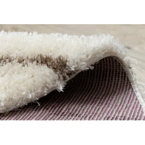 Koberec FLUFFY kruh shaggy pásky - krém / béžový