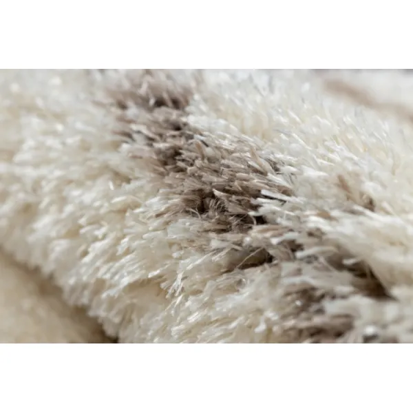 Koberec FLUFFY kruh shaggy pásky - krém / béžový