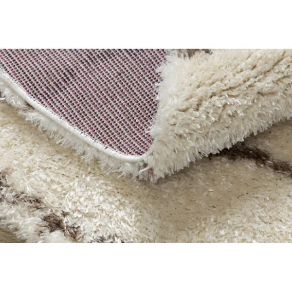 Koberec FLUFFY kruh shaggy pásky - krém / béžový