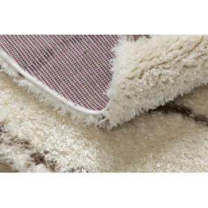 Koberec FLUFFY kruh shaggy pásky - krém / béžový