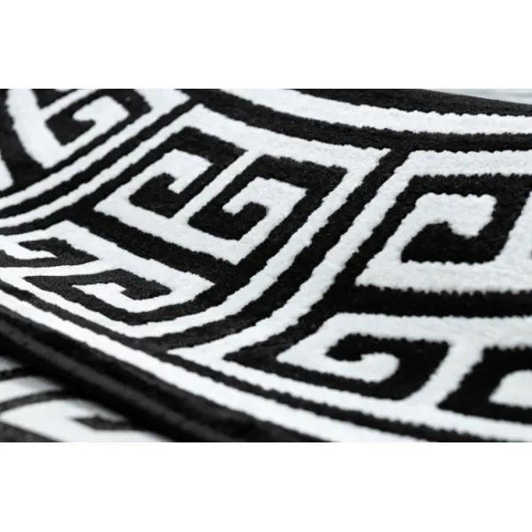 Koberec GLOSS 6776 85 kruh, ramka, grécky, kľúč - čierny / slonia kosť