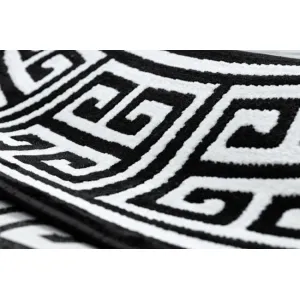 Koberec GLOSS 6776 85 kruh, ramka, grécky, kľúč - čierny / slonia kosť