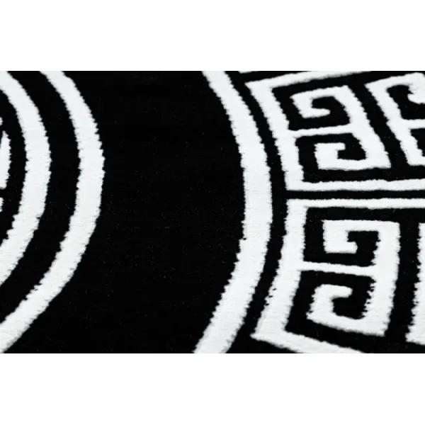 Koberec GLOSS 6776 85 kruh, ramka, grécky, kľúč - čierny / slonia kosť