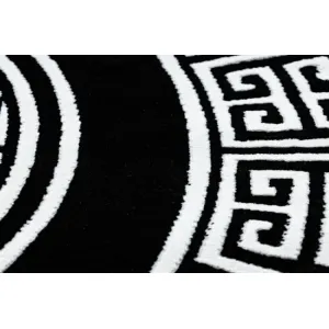 Koberec GLOSS 6776 85 kruh, ramka, grécky, kľúč - čierny / slonia kosť