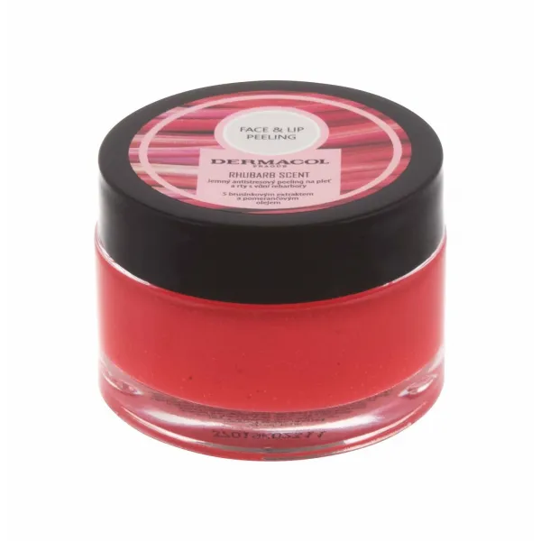 Dermacol Face & Lip Peeling Rhubarb cukrový peeling na pery a líca 50 ml