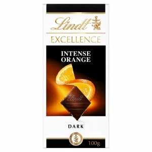 Lindt Excellence Intense Orange horká čokoláda s kúskami mandlí a s pomarančovou šťavou 100 g