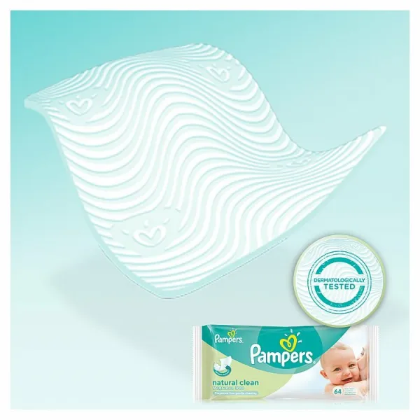 Pampers Natural Clean Čistiace Obrúsky 64 Kusov 1bal